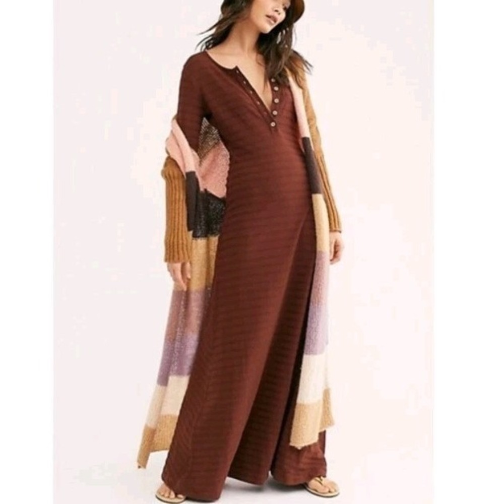 Free People Beach Sante Fe Maxi Dress Womens Small Brown Boho Resort Vacation